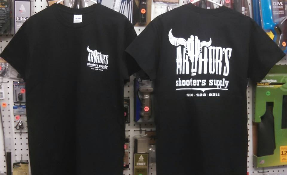 $10 Arthur's Shooters Supply short sleeve 100% cotton T-shirts are back !! We have just received a big new batch of shirts. Men and ladies styles are availabe. Small, medium, large, XL, XXL & XXXL. If you can't make it to the shop, a flat rate of $9 shipping will deliver as many shirts as you need directly to your front door ! Stop by or give us a call. Thanks and stay safe